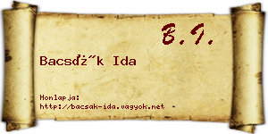 Bacsák Ida névjegykártya